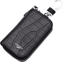 Crocodile car key bag mens genuine leather zipper first layer cowhide large capacity multifunctional mini waist padlock key bag