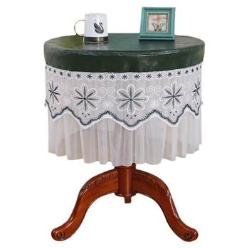 Small round table coffee table cover waterproof and oil-proof dining room fresh leather lace round dining tablecloth cover table mat Small round table coffee table cover waterproof and oil-proof dining room fresh leather lace round dining tablecloth cover table mat