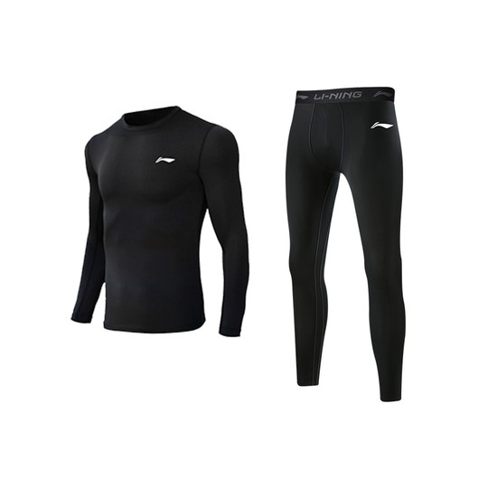 李宁跑步运动套装儿童秋冬紧身衣训练服男童篮球服打底体能速干衣