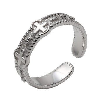 High-end open cross s925 sterling silver ring
