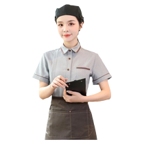 Catering waiter work clothes summer short-sleeved shirt Western restaurant coffee shop milk tea cake order dessert shop customization