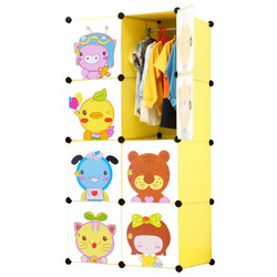 Cartoon simple wardrobe baby combination plastic fabric storage cabinet simple modern folding wardrobe storage cabinet