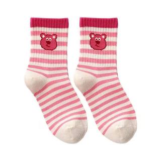 Children's socks strawberry bear plus velvet thickened autumn and winter warm terry socks for medium and old children baby socks cartoon sports socks