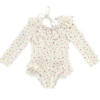 Traje de baño love de una pieza de manga larga y espalda descubierta para niñas