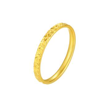 Chow tai sang gold ring female 5g solid gold flash crushed ice crushed ice gold solid mouth jewelry girlfriend birthday gift