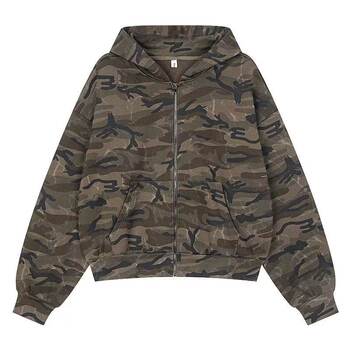 American retro camouflage hooded sweatshirt for men
