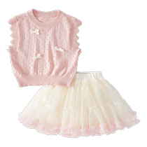 Girls Suits Summer Clothes 2024 New Childrens Fashionable Childrens Clothes Baby Tutu Skirt Two-piece Set Summer