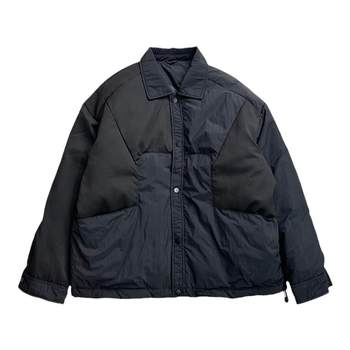 Japanese style splicing design lapel light down jacket for men