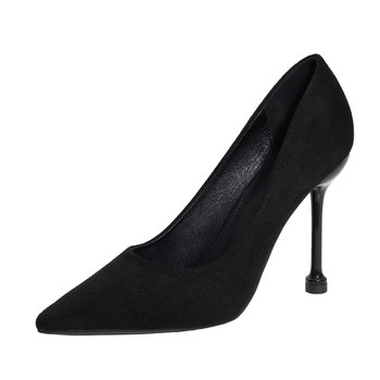 2024 Spring Suede Design Niche Black Professional Pointed Toe Stiletto Heels Women's High Heels Versatile Single Shoes Women's shoes