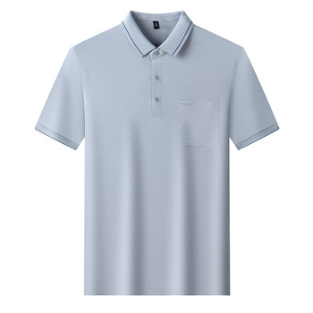 Classic car ice silk real pocket lapel short sleeve polo shirt