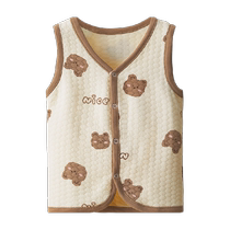 Red bean childrens vest autumn and winter boys and girls three-layer quilted pure cotton warm baby spring and autumn outer vest vest