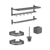 九牧卫浴官方旗舰浴巾架枪灰色轻奢五金挂件套装浴室置物架1007