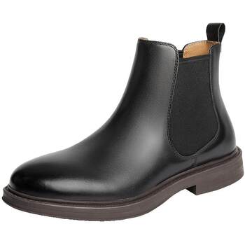 Belle men's shoes black earl plus velvet warm martin chelsea boots cotton shoes thick sole heightening short boots a1690dd4
