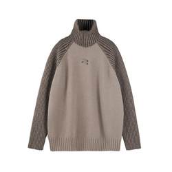 PCLP Frisbee contrast color sweater, Chinese lazy style winter design pullover turtleneck sweater