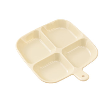 Divided dish plate with ginger and garlic kitchen storage and preparation dish