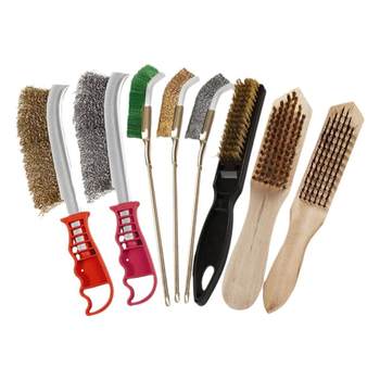 Wire brush with handle brush cleaning brush stainless steel wire knife brush barbecue rust removal long handle wood handle iron brush copper brush