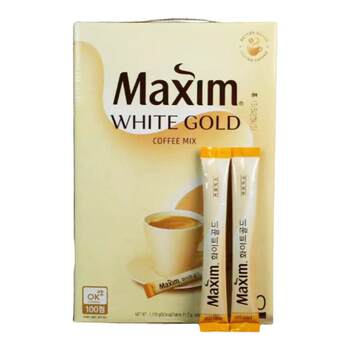 Korean Coffee Extra Strong Three-In-One Maxinwhitegold Instant Coffee 100 Sticks Original Imported White Coffee