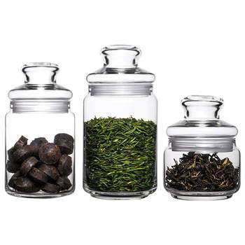 Glass household transparent storage jar with lid