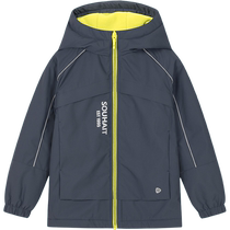 Waterboy childrens coat plus velvet spring and autumn new boys tops three-proof hooded girls thick windbreaker