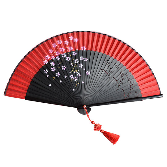 红色舞蹈扇子跳舞专用折扇古典舞中国风古风寄明月易开合扇子汉服