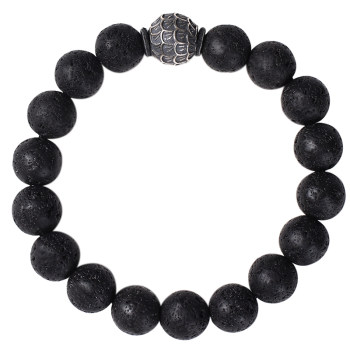 ສາຍແຂນຂອງຜູ້ຊາຍ trendy Buddha beads hand string beads boys' hand jewelry niche design obsidian volcanic stone lucky reverse scale