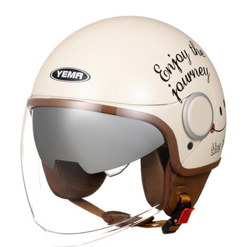 Yema new national standard 3c certified double mirror winter warm half helmet women's all-season safety helmet electric motorcycle