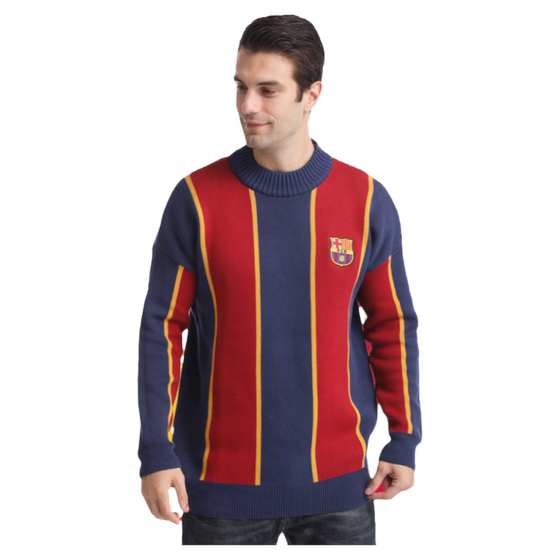 [Official genuine] Barcelona Club Barcelona official autumn and winter red and blue sweater knitted plus velvet to keep warm
