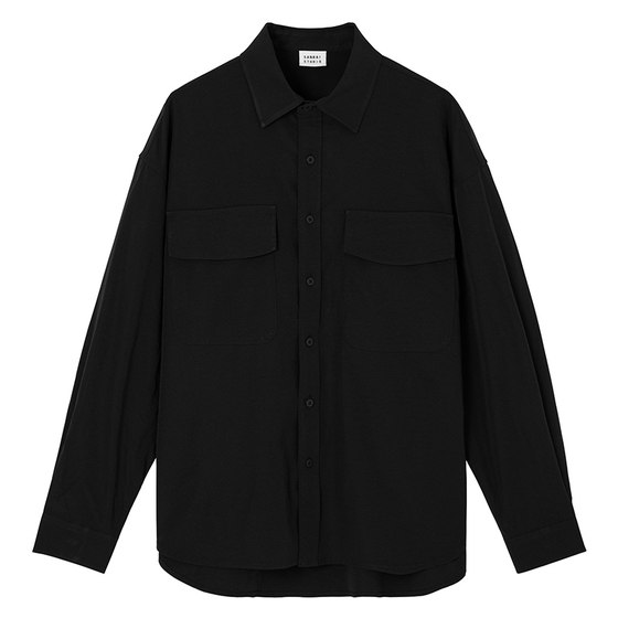 Sanbai Sanbai thin early spring black worker shirt male designer men's shirt loose outer jacket tide