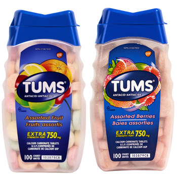 Canadian Tums anti-gastric acid chewable tablets calcium carbonate ສໍາລັບແມ່ຍິງຖືພາເພື່ອບັນເທົາອາການທ້ອງອືດ, ອາຊິດ reflux ແລະ heartburn ທາດການຊຽມເສີມສໍາລັບຜູ້ສູງອາຍຸ