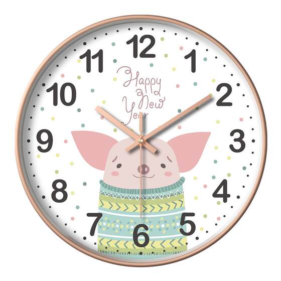 Zetao Cartoon Animal Children's Room Plastic Silent Wall Clock