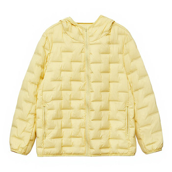 Dm100 large size 100% women's slightly fat mm autumn warm checkered light hooded down jacket short jacket