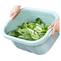 Double Layer Wash Basin Plastic Drain Basket Leaking Basin Naughty Divine Instrumental Vegetable Basket Naughty Vegetable basin Home Kitchen Wash Fruit Basin