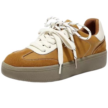 Senda training shoes women's thick sole black and white color matching casual plate