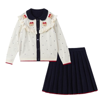 PawinPaw Cartoon Bear Childrens Clothing 2024 Autumn and Winter New Baby Girl Woolen Dress Fashion Prep Style