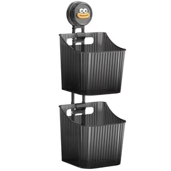 Suction cup onion, ginger and garlic storage box kitchen storage rack wall-mounted ginger and garlic storage artifact without punching storage hanging basket