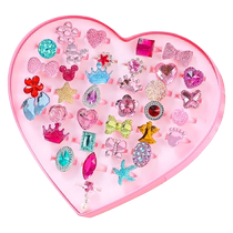 Childrens gem ring imitation crystal diamond toy little girl princess cute baby plastic cartoon jewelry set box