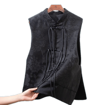 National style buckle new Chinese style vest for womens outer wear 2024 spring and autumn new cotton retro Tang suit cheongsam style top