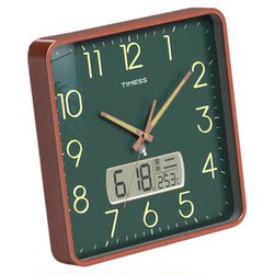 Timess Light Luxury Square Wall Clock for Living Room, Home Use, No-Drill Silent Radio-Controlled Clock, Wall-Mounted, Automatic Time Setting
