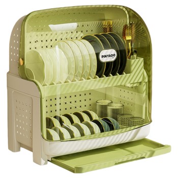 Kitchen bowl rack storage box with lid to store tableware plastic