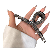 Retro exquisite full-diamond hairpin for womens back elegant black shark clip ins internet celebrity high-end large size gripping clip