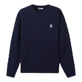 【WOODIE系列】SPAO韩国同款25年春秋新品男女同款圆领绞花毛衣