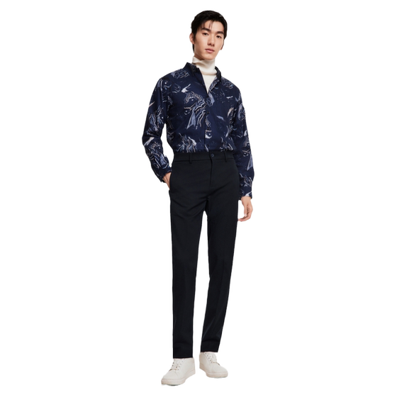 
[Worry-free trousers] Jiumuwang men's trousers color-spinned 24 autumn and winter new imitation trousers slightly elastic formal wear semi-elastic waist