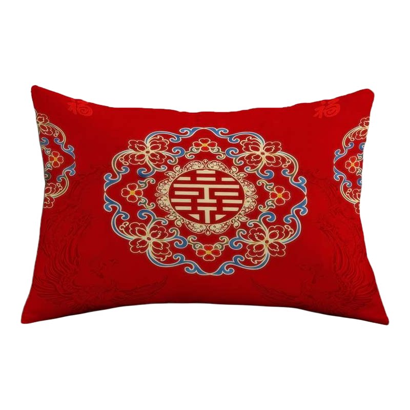 Sofa living room wedding waist pillow newly married press bed rectangular pillow red happy word wedding room bed pillow case
