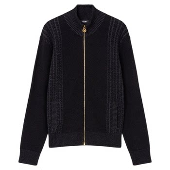 Versace men's medusa jacquard zipper knit pullover Versace men's medusa jacquard zipper knit pullover