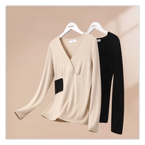 Breastfeeding Autumn Clothing Tops Womens Spring and Autumn Outing Maternity Warm Underwear Postpartum German Velvet Nursing Clothes Confinement Clothes Bottoming Shirt
