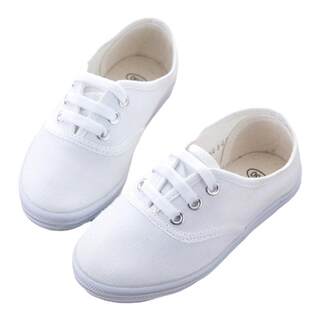 Canvas kindergarten girls' lace-up six-year-old white shoes