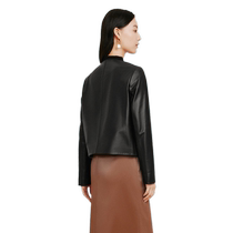Collatier Womens Autumn New Commuting Versatile Sheepskin Genuine Leather Short Jacket High-Quality