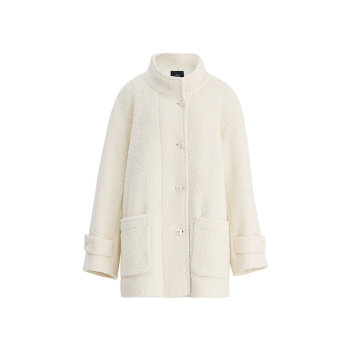 【商场同款】AUM噢姆冬季羊驼毛混纺圈圈呢宽松中长款立领外套女