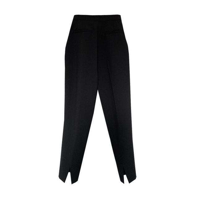 Spring and summer straight high waist women's nine-point suit pants slit