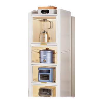 Microwave cabinet with seam cutters saves space